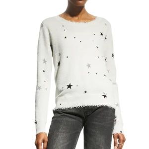 Lisa Todd Glow Up Star Sweater Distressed Hem Green Neon Star Accent